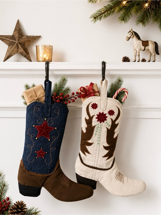 Other - Vintage Pair of Western Christmas Stockings Holiday Decor